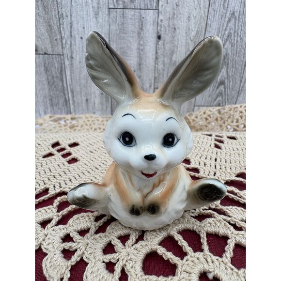 Small Bunny Rabbit Anthropomorphic Bone China Taiwan MCM Easter Animal Vintage - Picture 2 of 5